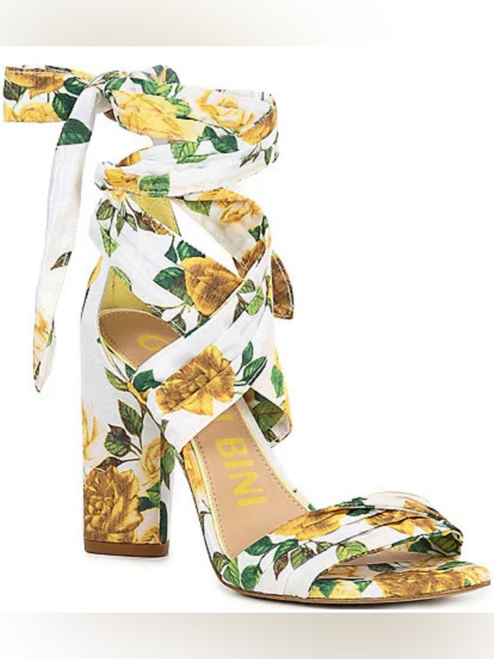 GIANNI BINI Astraahh Floral Ankle Wrap Dress Sandals Block Heels Sz 7.5 NEW